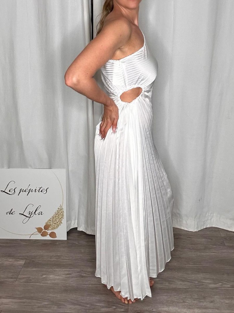 Brentiny Paris Robe Moulante Blanche Longue Robe Longue Robe
