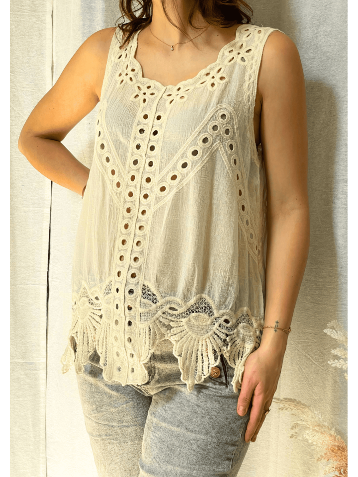 Top dentelle Hannia Beige