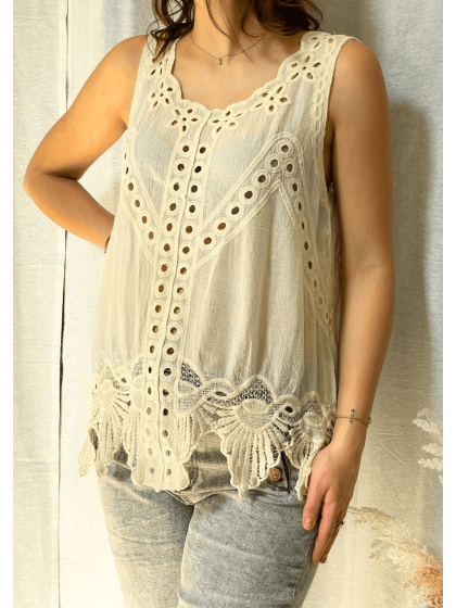 Top dentelle Hannia Beige